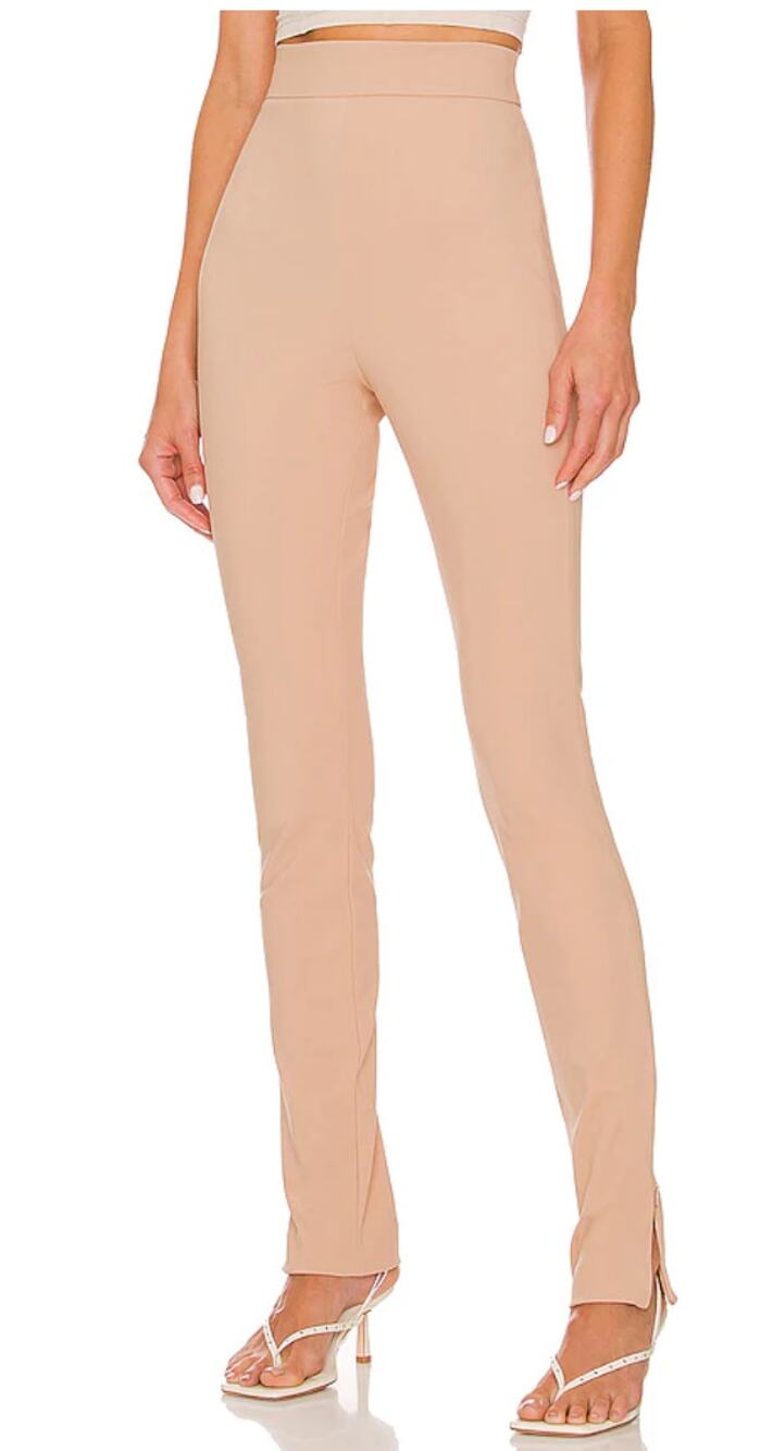 L'Academie Tan Tapered Pant XS Split Hem Trousers Work Italian Designer $200